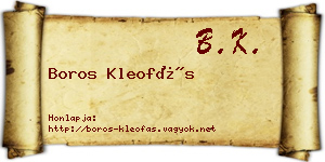 Boros Kleofás névjegykártya