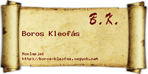 Boros Kleofás névjegykártya